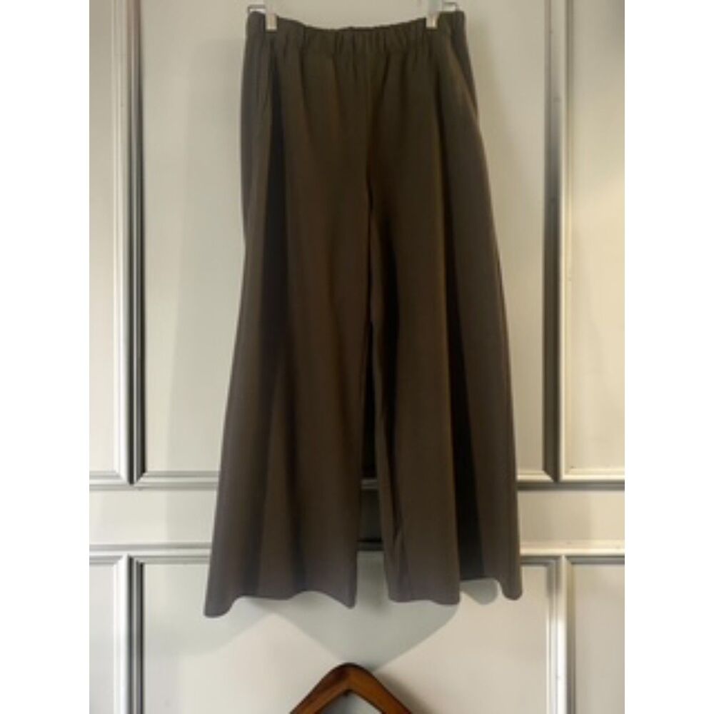 Eileen Fisher 100% Wool Wide Leg Pull-On Pants Brown / Olive Gray Size XXS